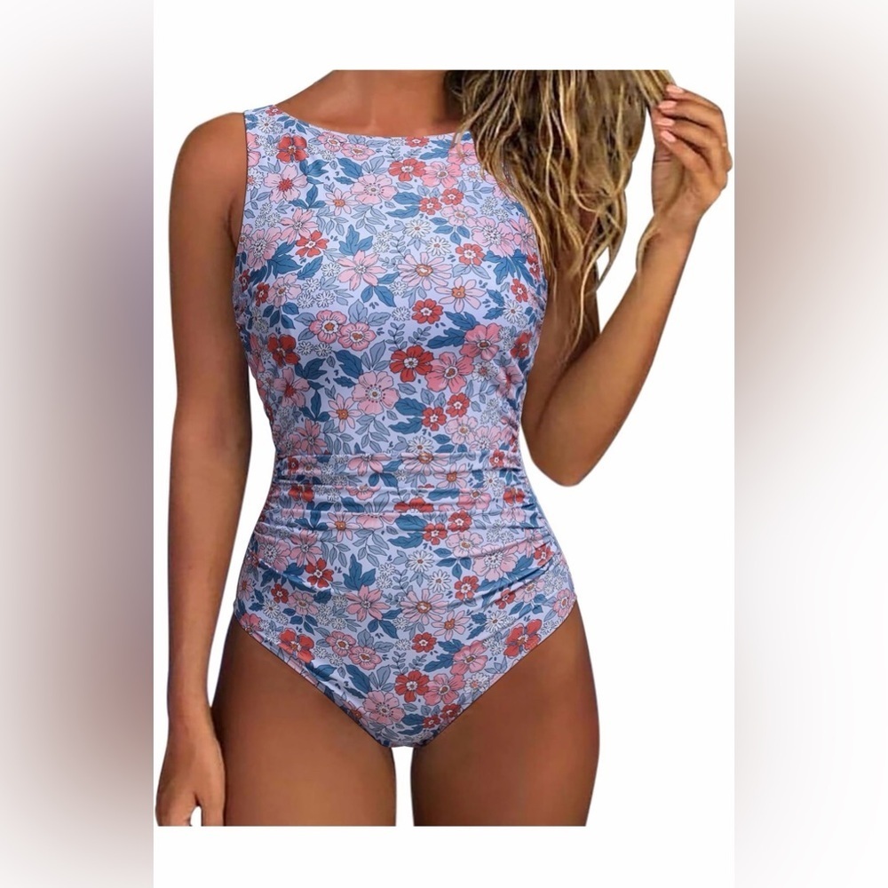🆕 One Piece Ruched Swimsuit Tummy Control Backless Bathing Suit